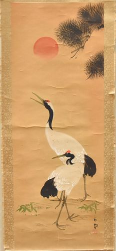 Japanese Painting Scroll of Crane