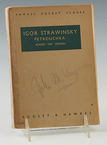 Igor Stravinsky (1882-1971), "Petrouchka," 1947, musical score, published by Boosey & Hawkes, pen signed on the title page by Igor Stravinsky.