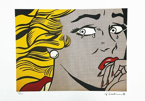 Crying Girl, Roy Lichtenstein Lithograph Print, Signed