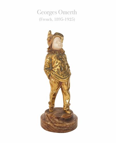 A Pierrot Boy, A Georges Omerth Gilt Bronze Figurine