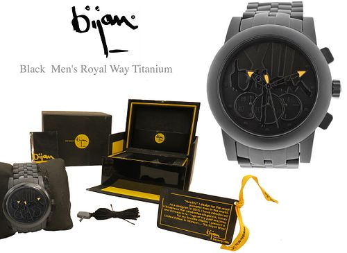 A BIJAN Black Men's Royal Way Titanium Wrist Watch