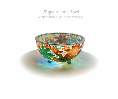 19th C. Meiji Period Japanese Plique-A-Jour Enamel Bowl
