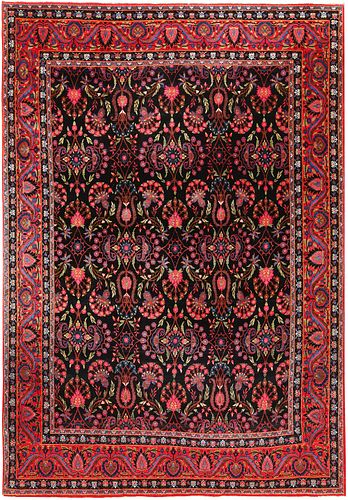 ANTIQUE PERSIAN YAZD CARPET. 12 ft 6 in x 8 ft 7 in (3.81 m x 2.62 m).