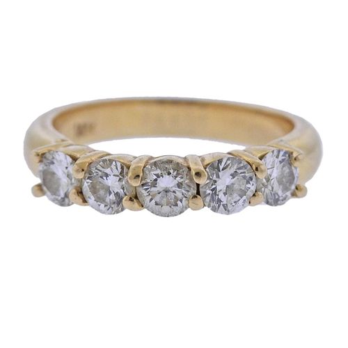 14k Gold Diamond Five Stone Ring