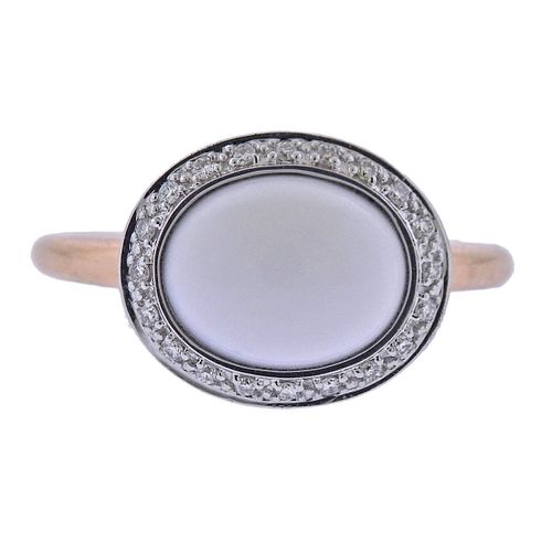 Mimi Milano 18k Gold Diamond White Agate Ring