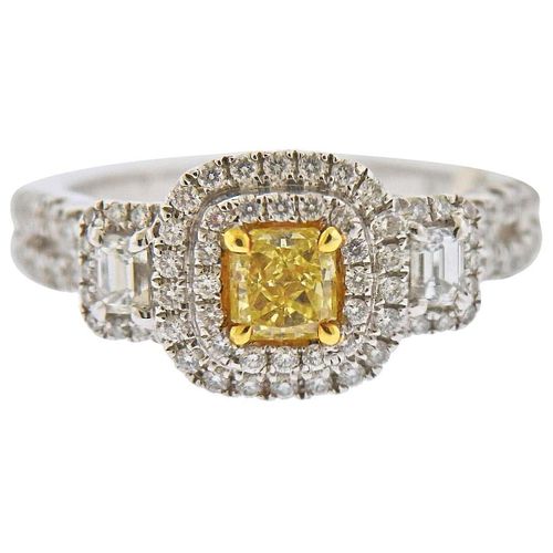 Dalumi GIA 1.30 Carat Fancy Yellow Diamond Gold Engagement Ring