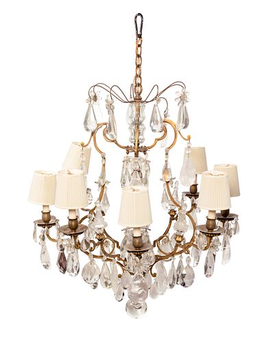 A French Gilt Metal and Cut Glass Eight-Light Chandelier