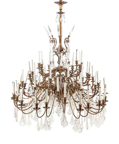 A French Gilt Bronze and Cut Glass Sixty-Light Chandelier