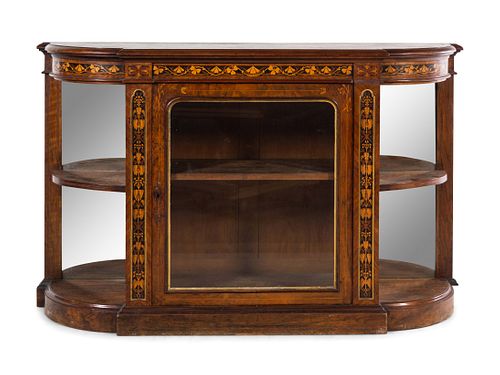 A Napoleon III Style Marquetry and Burl Walnut Console Cabinet