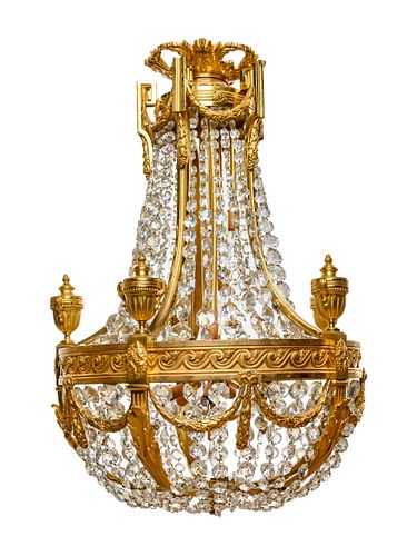 A French Neoclassical Style Gilt Bronze Ten-Light Chandelier