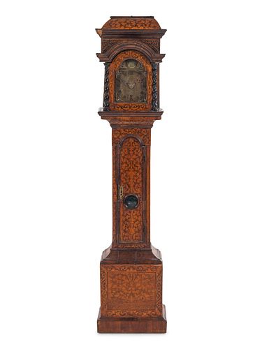 A Continental Marquetry Grandmother Clock