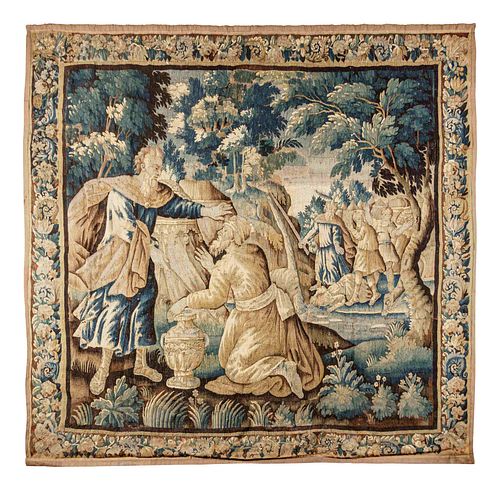 A Continental Wool Tapestry Depicting Moses and Joshua