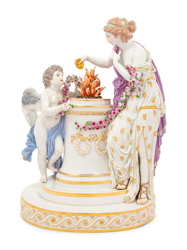 A Meissen Porcelain Figural Group of Sacrifice and Friendship