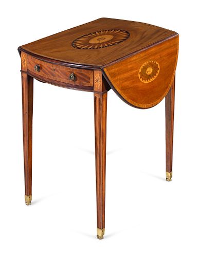 A George III Mahogany, Satinwood and Marquetry Pembroke Table