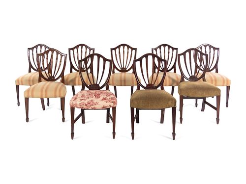 A Set of Nine George III Mahogany Dining Chairs