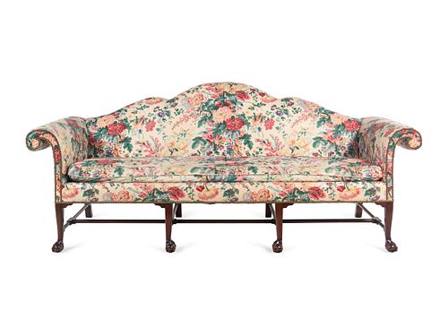 An Irish George III Style Mahogany Camelback Sofa