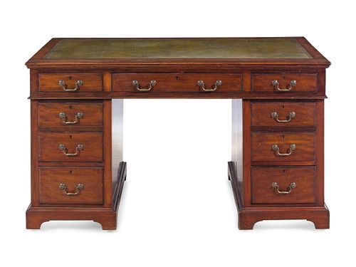 A George III Style Mahogany Pedestal Desk