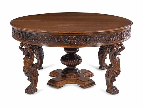 An R.J. Horner Carved Oak Man of the Mountain Dining Table