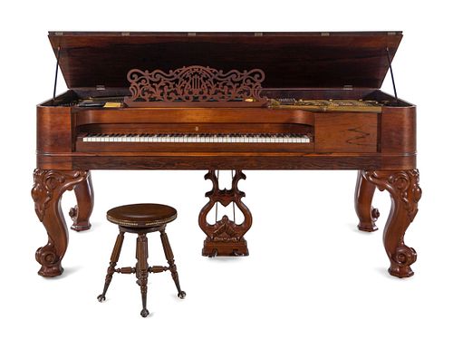 A Steinway & Sons Rosewood Square Piano