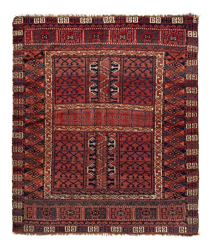 A Turkoman Hatchli Wool Rug