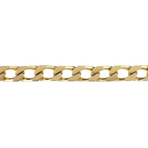 A curb-link bracelet. Length 21cms. Weight 61.7gms. <br><br> Overall condition good. Surface scratch