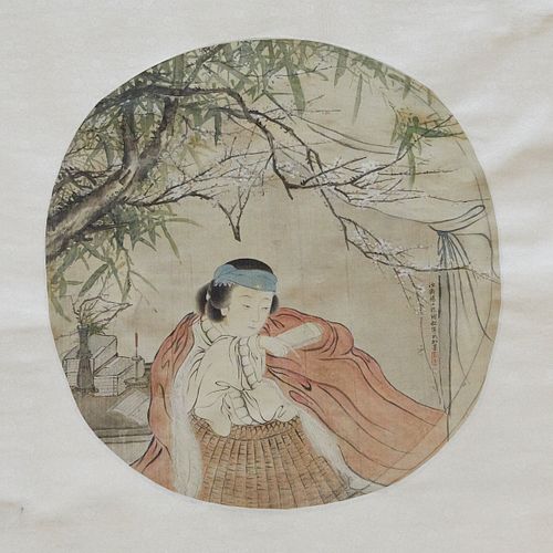 Chinese Scroll Painting on Silk of Woman
