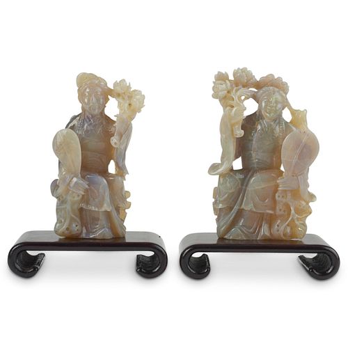 Pair of Chinese Republic Opal Figures