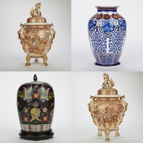 Grp: 4 Pair Lrg Satsuma Vases & Chinese Vases & Jars