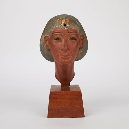 Carved Wooden Egyptian Bust Amarna Style