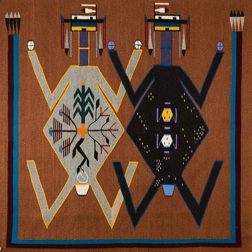 Navajo Yei Pictorial Woven Blanket / Rug