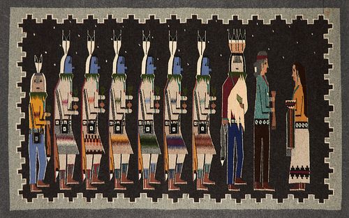 Navajo Yei Pictorial Rug Blanket Weaving - Mary Nocki