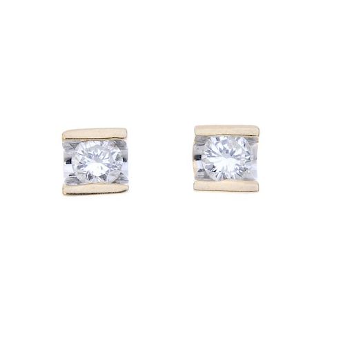 A selection of three pairs of diamond ear studs. To include a pair of 9ct gold diamond cluster ear s