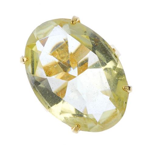 A 9ct gold diamond single-stone ring and a citrine single-stone ring. The brilliant-cut diamond ring