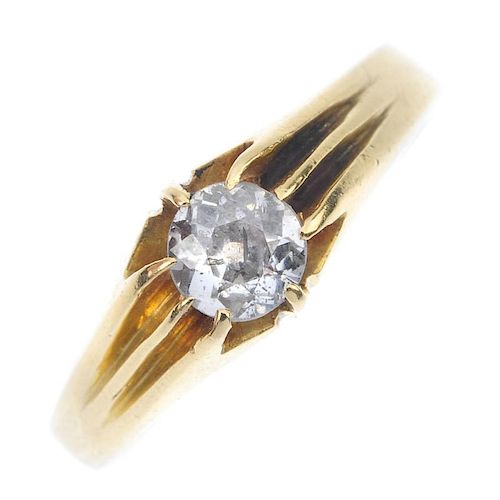 A gentleman's early 20th century 18ct gold diamond single-stone ring. The old-cut diamond, within an