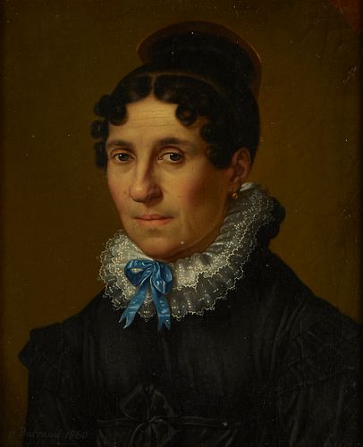 Henry Barraud Portrait of Woman Oil on Board