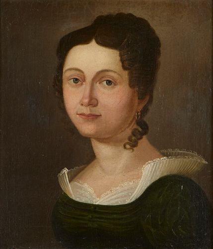 19th c. Continental School Painting Portrait of Woman
