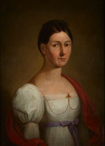 19th c. English School Portrait of Lady Painting