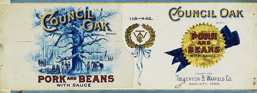 1900 Original Art Iowa Company Beans Can Label