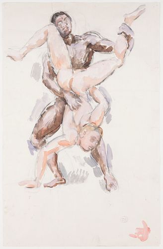 Duncan Grant "Hercules and Diomedes" Charcoal & Gouache