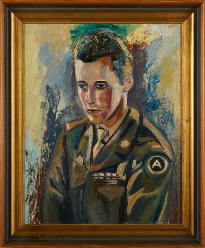 Duncan Grant Portrait of Soldier Oil on Board