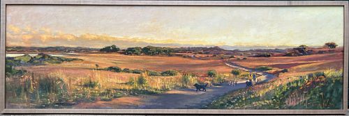 Illya Kagan Oil on Linen "Panoramic View of Sanford Farm"