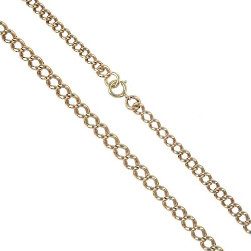 A necklace. The graduated curb-link chain with spring ring clasp. Length 40.2cms. Weight 34.7gms. <b