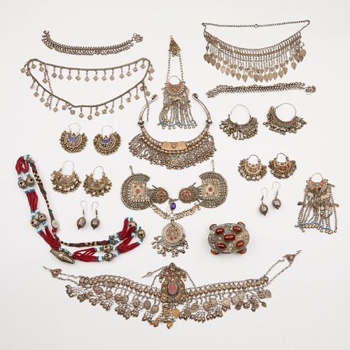Lrg Grp: 23 Turkoman & Afghani Silver Jewelry