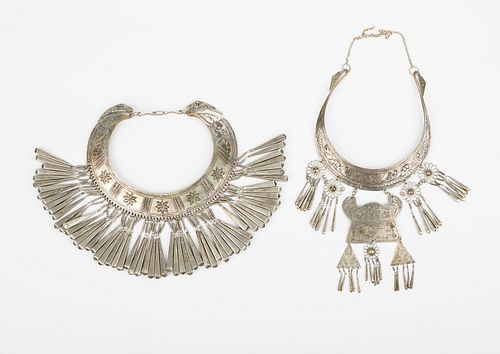 Grp: 2 Miao Hmong Silver Necklaces