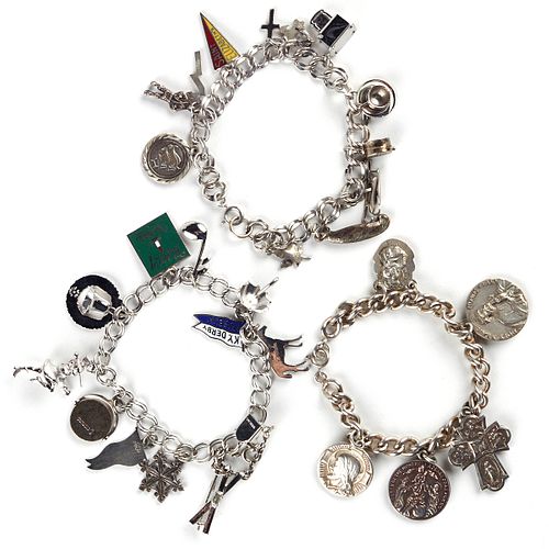 Grp: 3 Sterling Silver Charm Bracelets