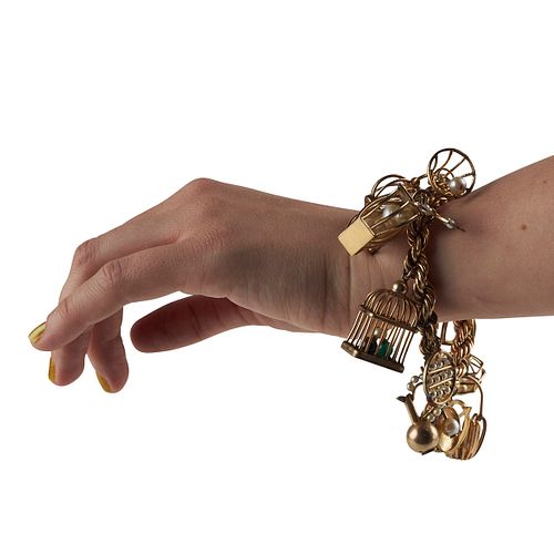 Vintage Gold Filled Pearl Charm Bracelet