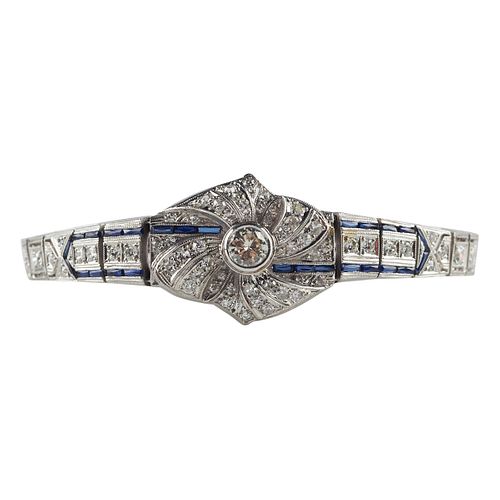 Women's Platinum Diamond & Sapphire Bracelet