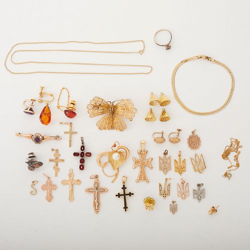 Lrg Grp: 14K Gold Charms and Earrings
