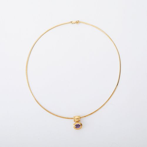 14K Gold Amethyst Pendant Necklace