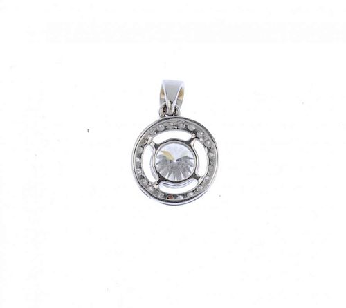 (539726-1-A) A diamond cluster pendant. The brilliant-cut diamond, weighing 1.10cts, within a brilli